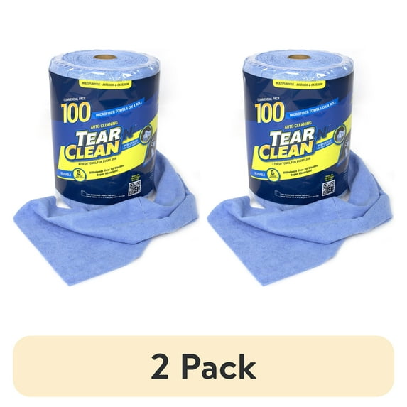 (2 pack) Tear N Clean Reusable Easy-Tear Microfiber Towels, 100 Pack., 12in. x 12in.