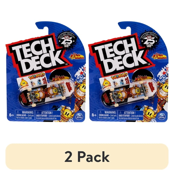 (2 pack) Tech Deck, 96mm Fingerboard Mini Skateboard with Authentic Designs, For Ages 6 and Up (Styles May Vary)
