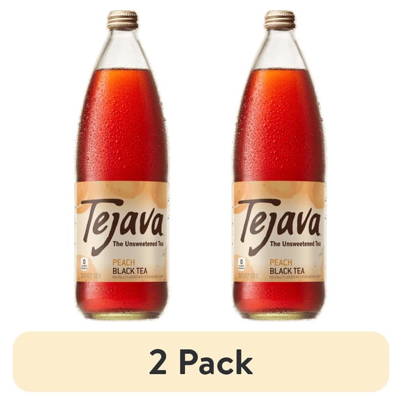 (2 pack) Tejava Peach Black Tea Unsweetened, 1 Liter