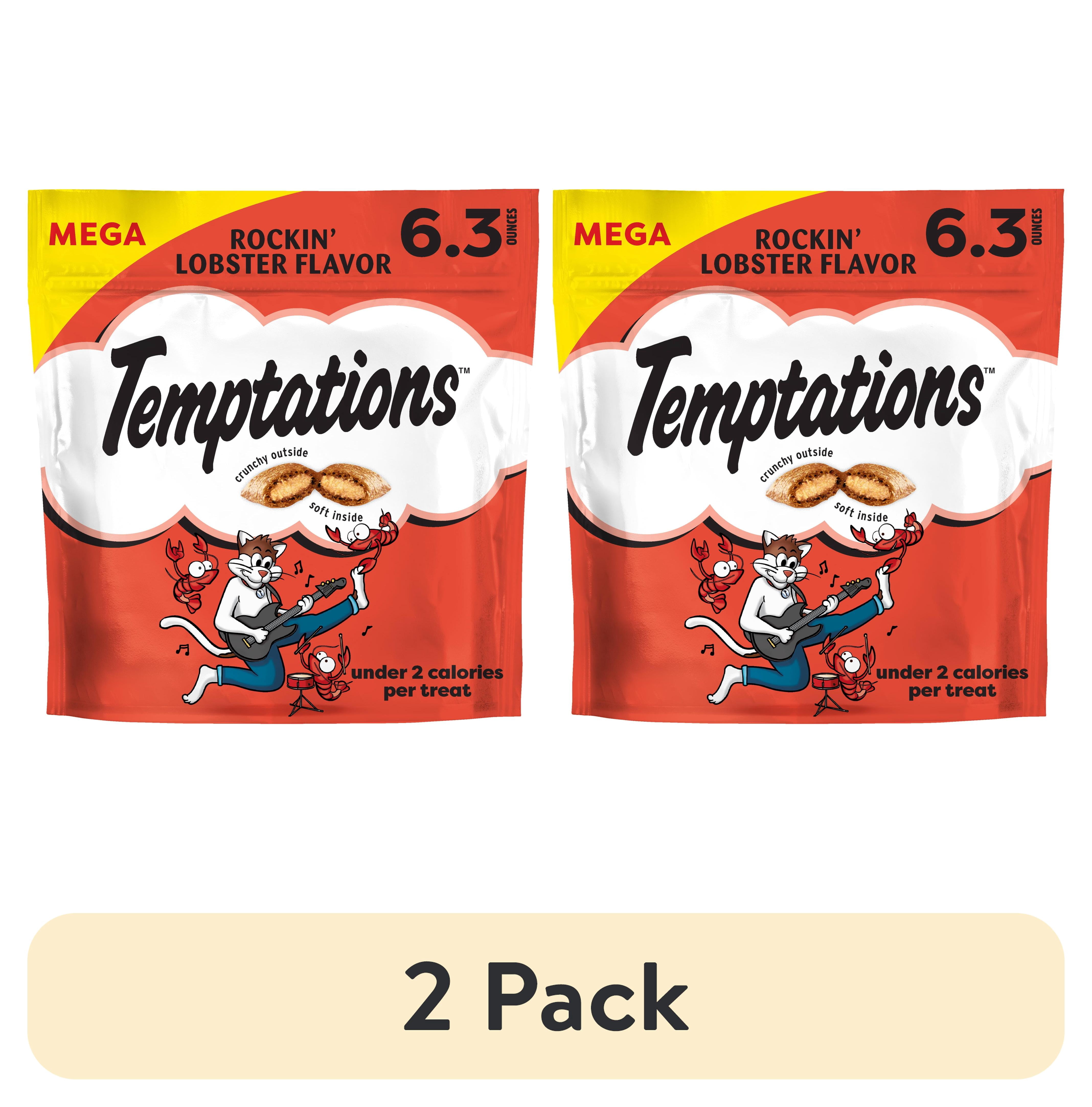 (2 pack) Temptations Classic Rockin' Lobster Flavor Crunchy & Soft Cat Treats, 6.3 oz Pouch