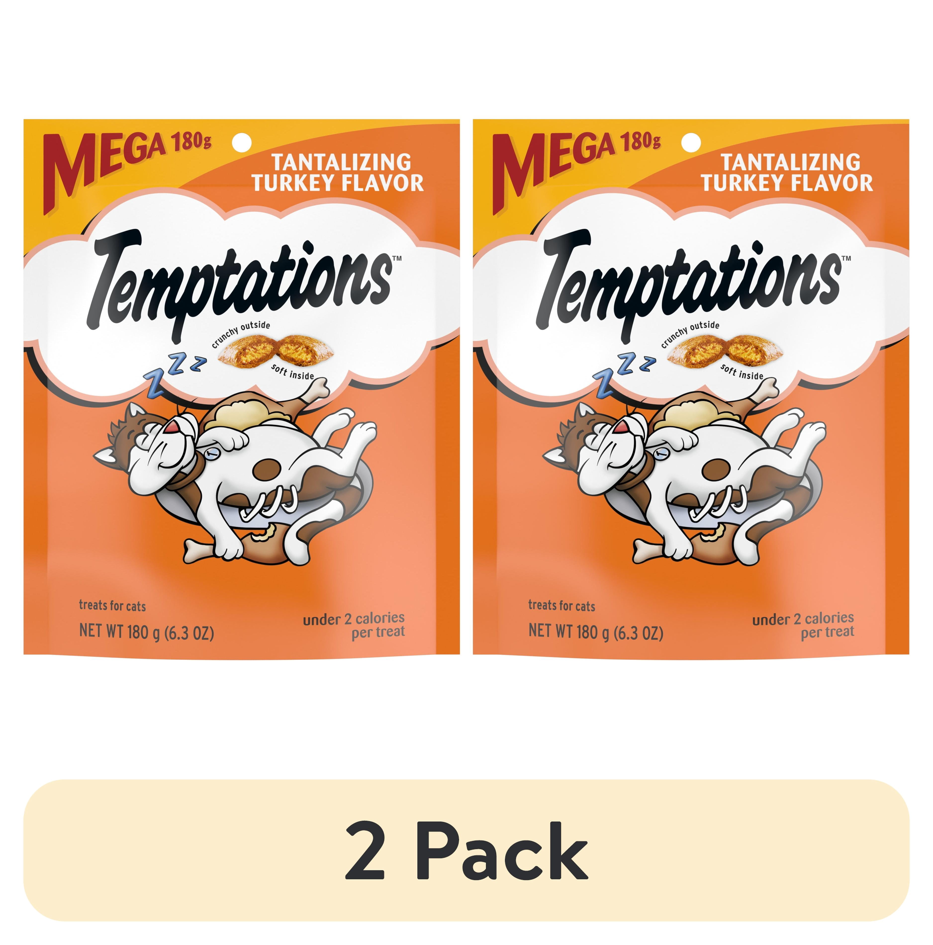 (2 pack) Temptations Classic Tantalizing Turkey Flavor Cat Treats, Crunchy and Soft, 6.3 oz Pouch