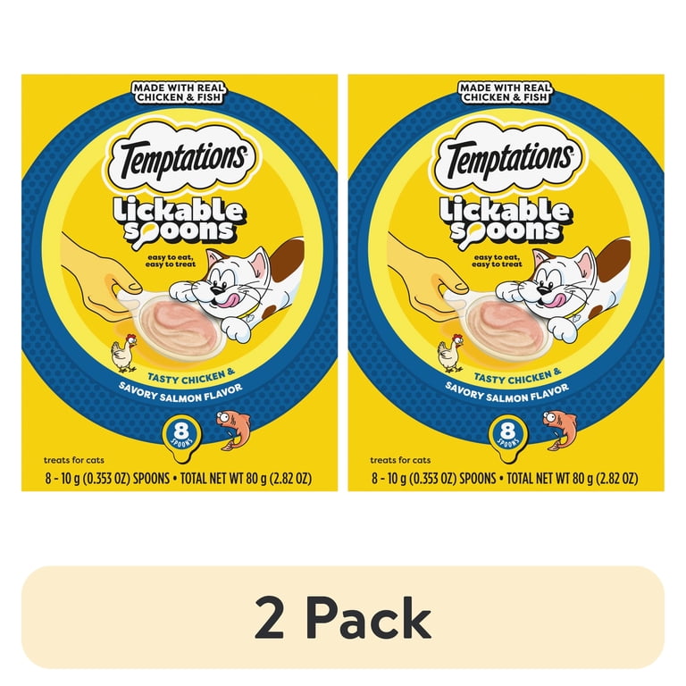 2 pack) Temptations Lickable Spoons Wet Cat Treat, Chicken And