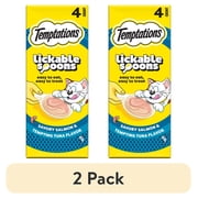 (2 pack) Temptations Lickable Spoons Wet Cat Treat, Savory Salmon & Tempting Tuna, 10 Grams, Pack of 4