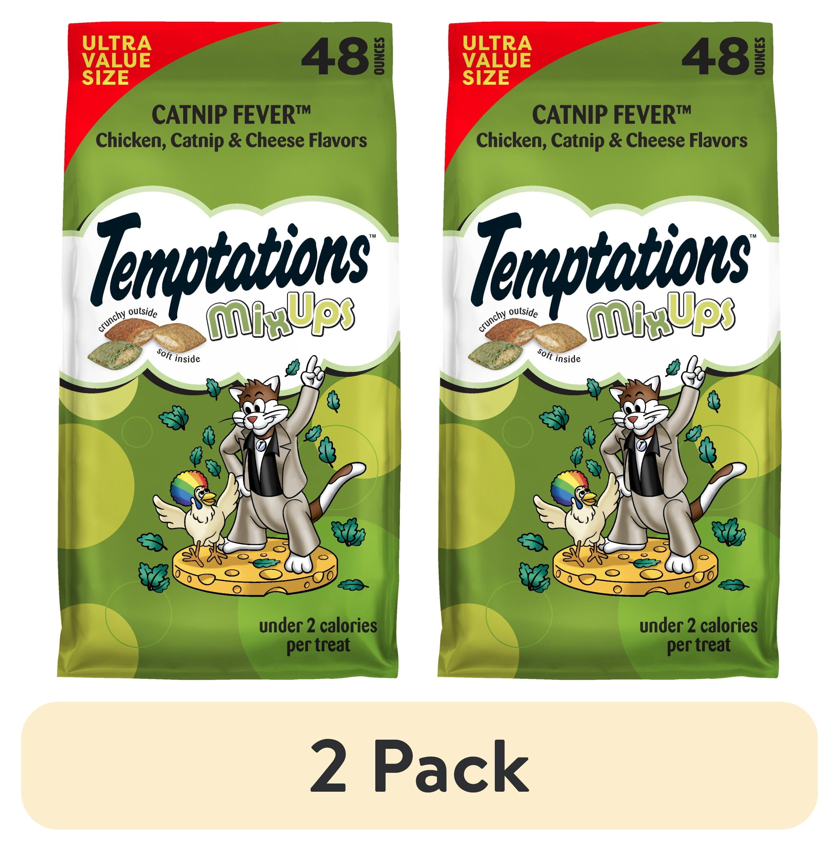 (2 pack) Temptations Mixups Catnip Fever Flavor Crunchy And Soft Cat Treats, 48 Oz Tub