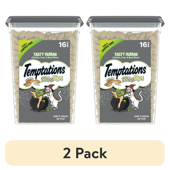 (2 pack) Temptations Mixups Crunchy & Soft Cat Treats Tasty Human 16 oz Tub
