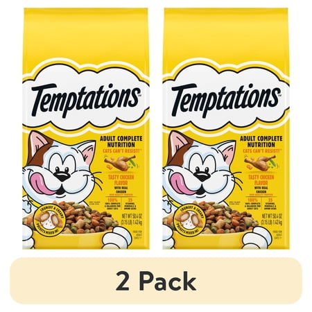 (2 pack) Temptations Tasty Chicken Flavor Dry Cat Food, 3.15 Lb Bag