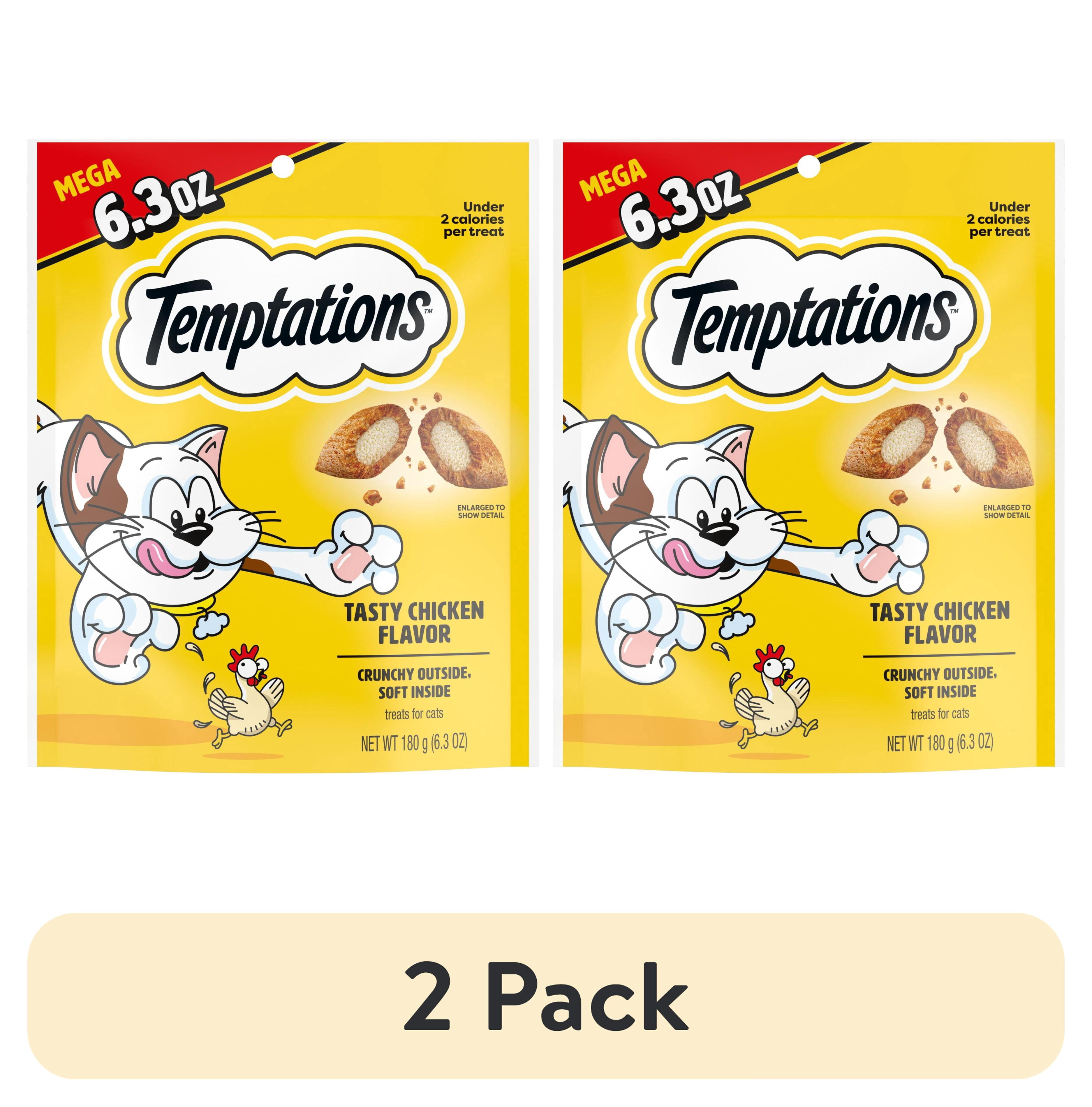(2 pack) Temptations Classic Tasty Chicken Flavor Crunchy And Soft Treats For Cats, 6.3 Oz Pouch
