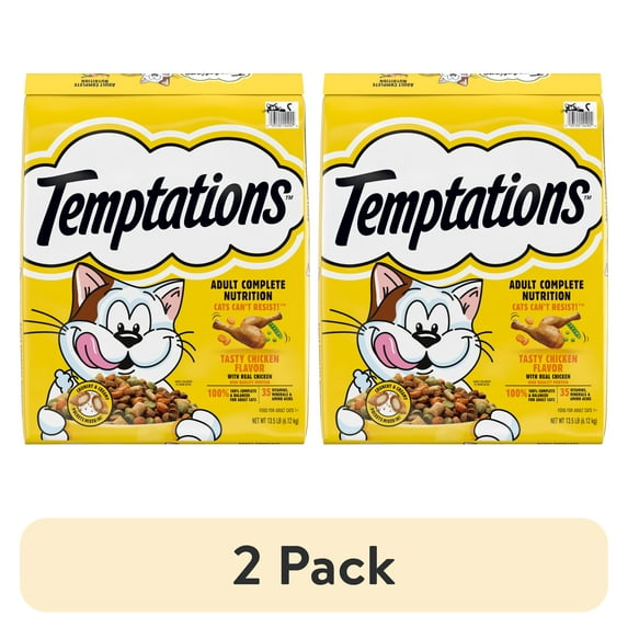 (2 pack) Temptations Adult Dry Cat Food Tasty Chicken Flavor, 13.5 Lb Bag