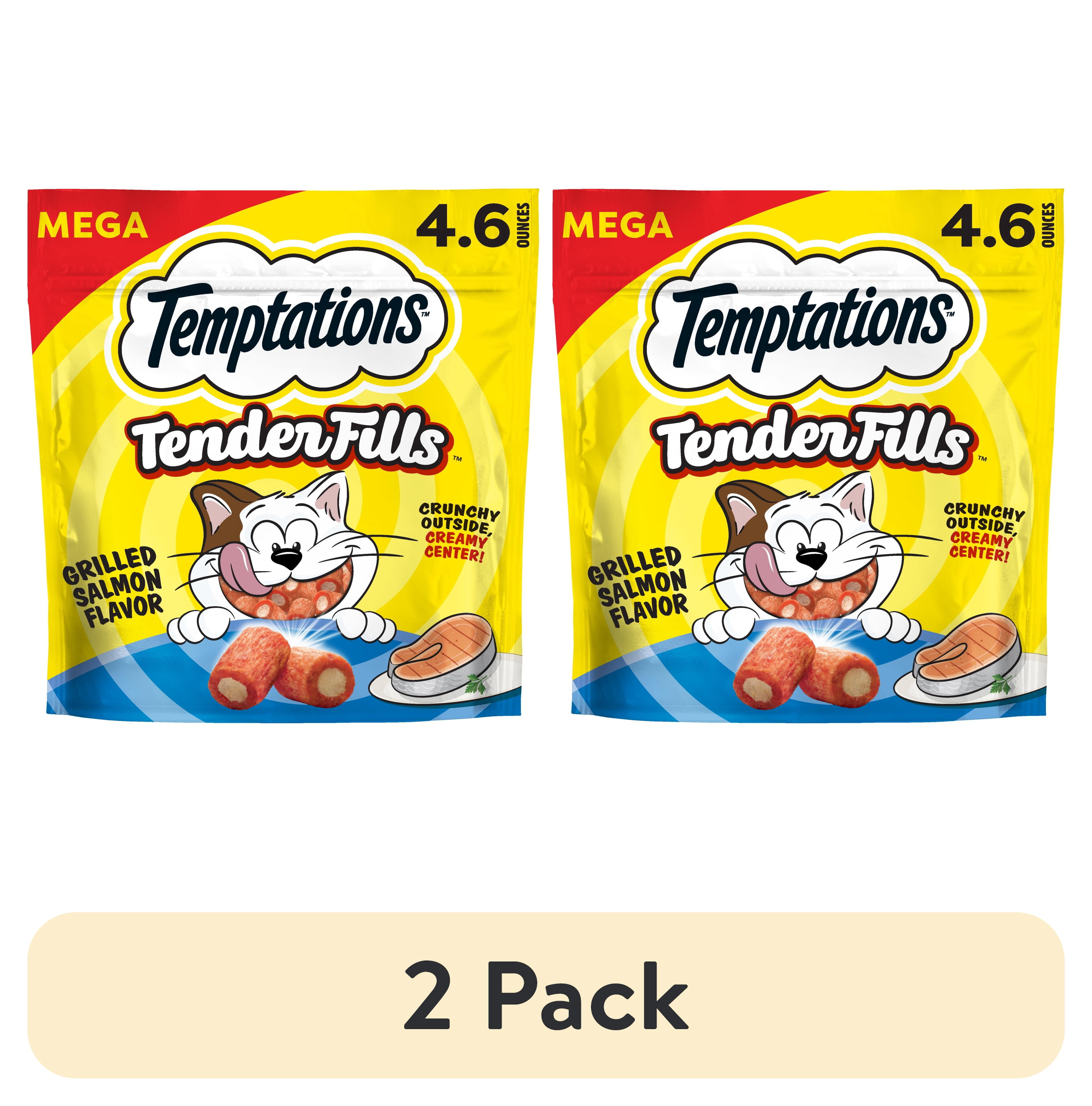 (2 pack) Temptations Tender Fills Grilled Salmon Flavor Crunchy And Soft Adult Treats For Cats, 4.6 Oz Pouch
