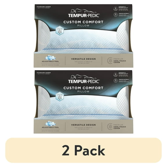 (2 pack) Tempur-Pedic Custom Comfort Bed Pillow and Cooling, Adjustable Support, Standard/Queen, Adult