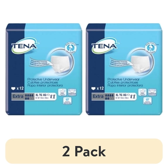 (2 pack) Tena Adult Absorbent Pull On Heavy Absorbency Incontinence Underwear, XL, 48 Ct