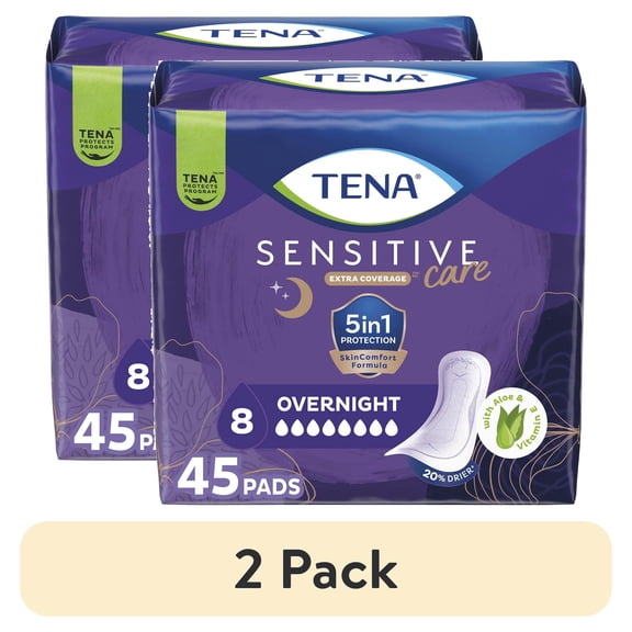 Tena Intimates Extra Coverage Overnight Panty Liners Incontinence Pads for Women