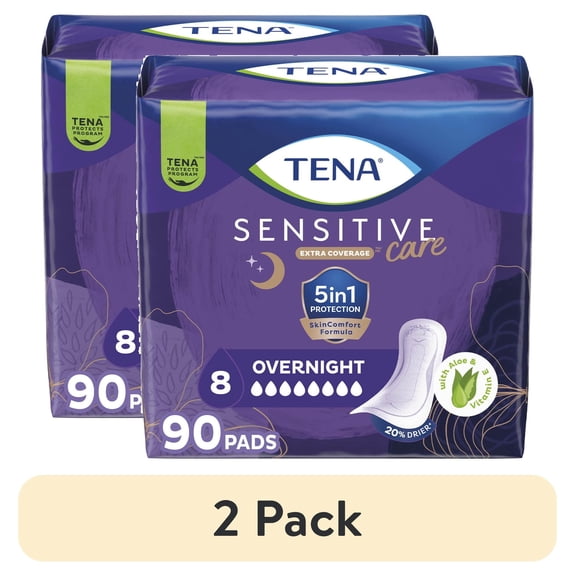 Tena Intimates Extra Coverage Overnight Incontinence Pads, 90 ct
