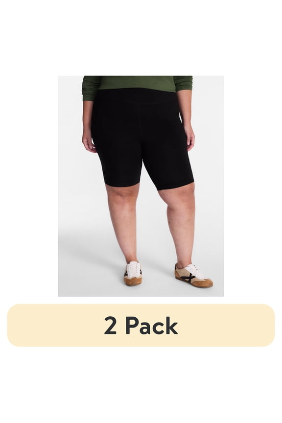 (2 pack) Terra & Sky Women's Plus Bike Short with Pocket, Sizes 0X-5X