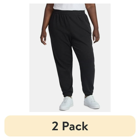 (2 pack) Terra & Sky Women's Plus Fleece Jogger Sweatpants, Size 0X-5X