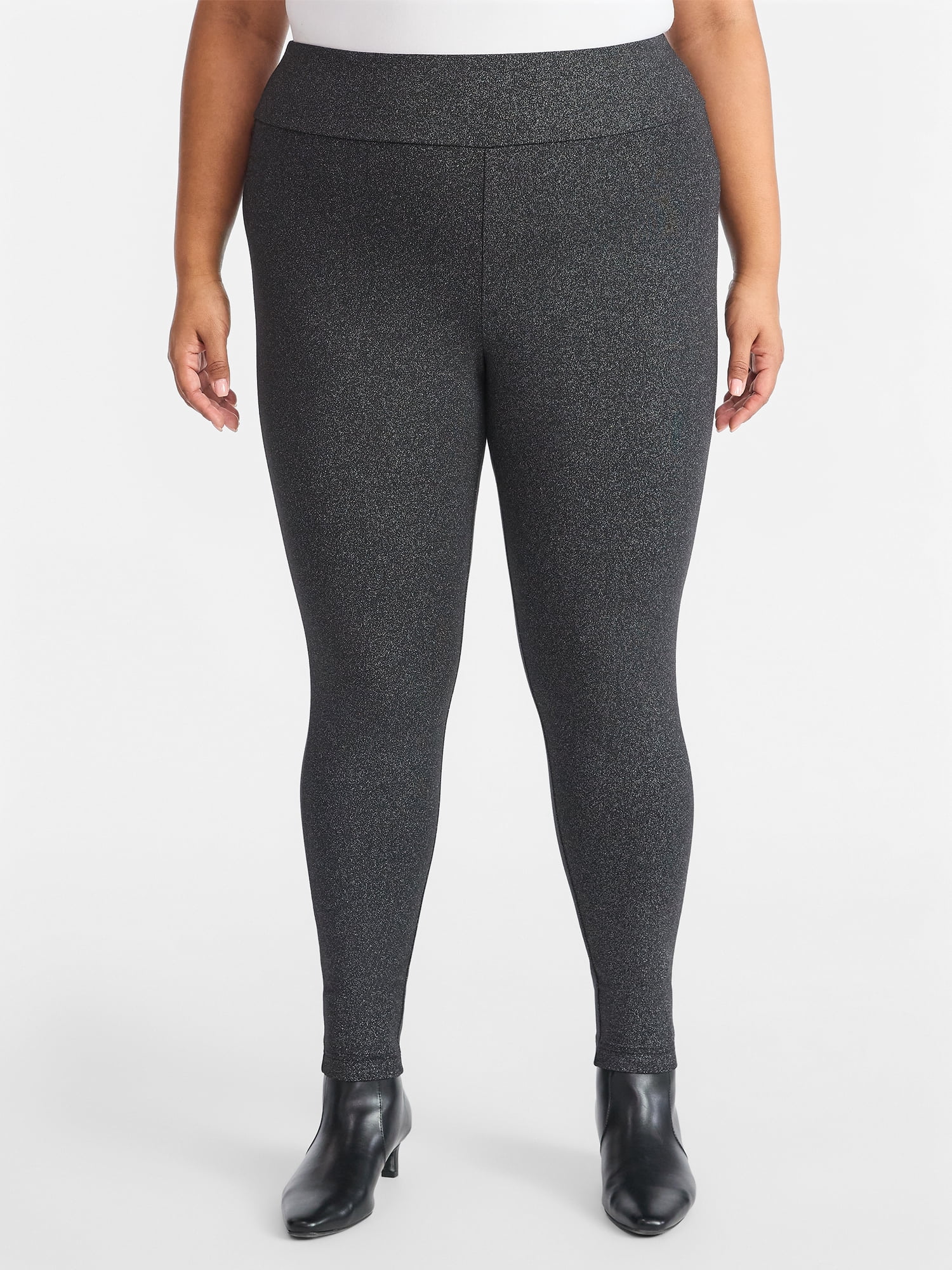 (2 pack) Terra & Sky Women's Plus High Waist Ankle Length Leggings, 27" Inseam, Sizes 0X-5X