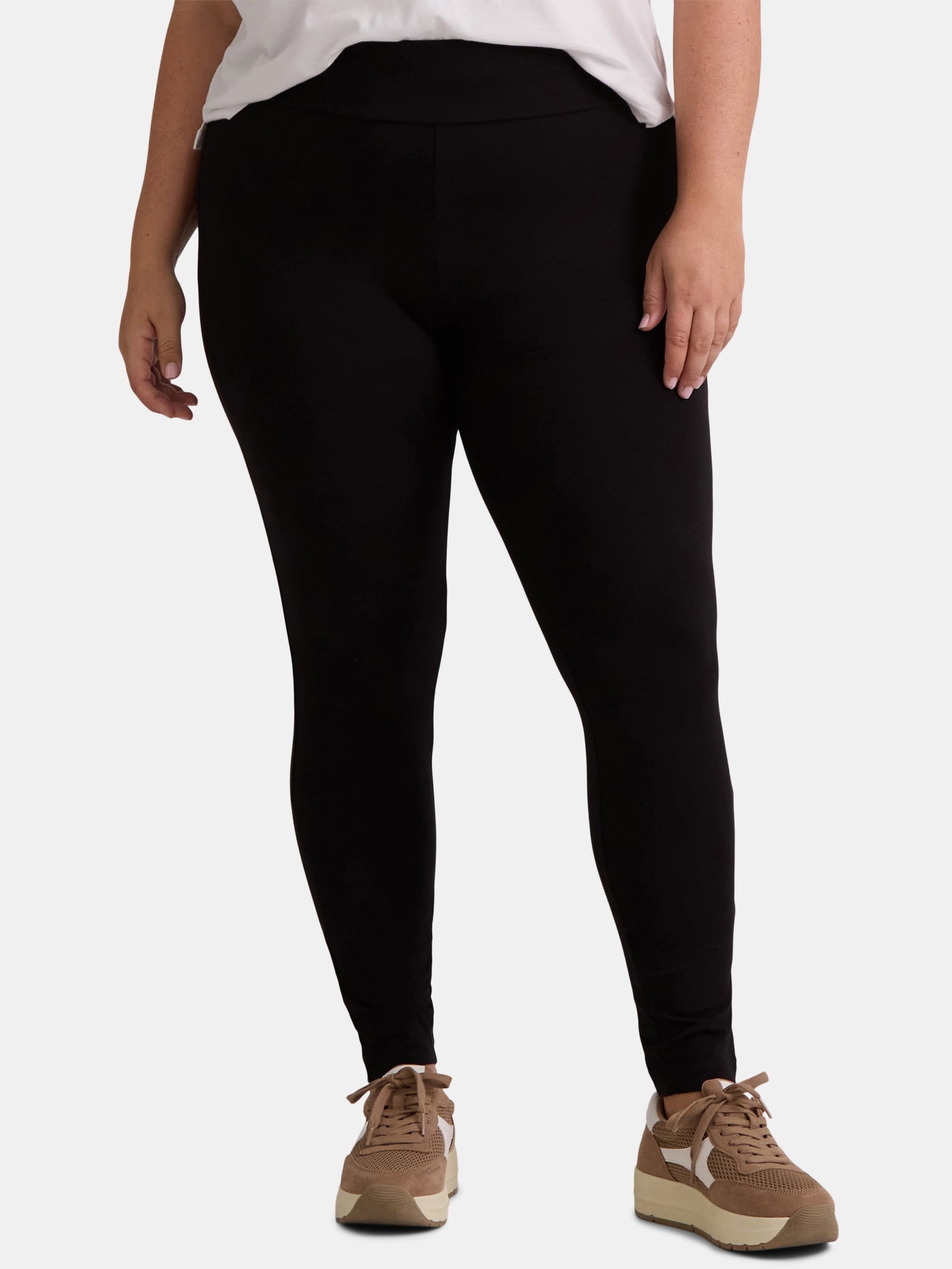 (2 pack) Terra & Sky Women's Plus High Waist Full Length Leggings, Sizes 0X-5X
