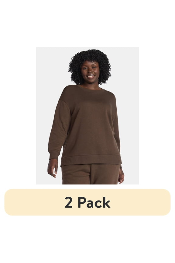 (2 pack) Terra & Sky Women's Plus Size Fleece Sweatshirt, Size 0X-5X