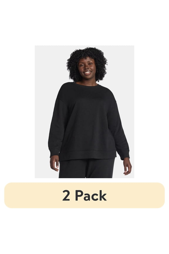 (2 pack) Terra & Sky Women's Plus Size Fleece Sweatshirt, Size 0X-5X