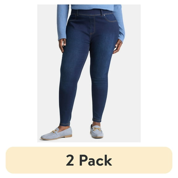 (2 pack) Terra & Sky Women's Plus High Rise Skinny Jegging, 28" Inseam, Sizes 0X-4X