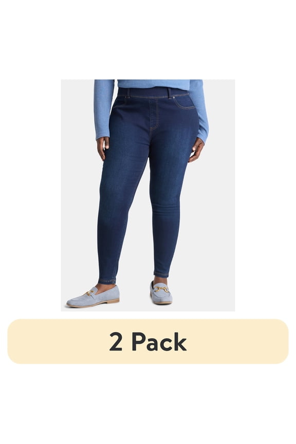 (2 pack) Terra & Sky Women's Plus High Rise Skinny Jegging, 28" Inseam, Sizes 0X-4X