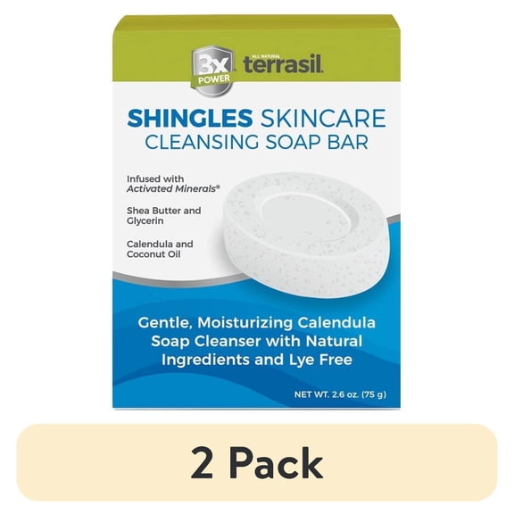 (2 pack) Terrasil Shingles Soap Skincare Cleansing Bar, Soothing Rash & Anti-Itch Relief, Natural Calendula, 75 g