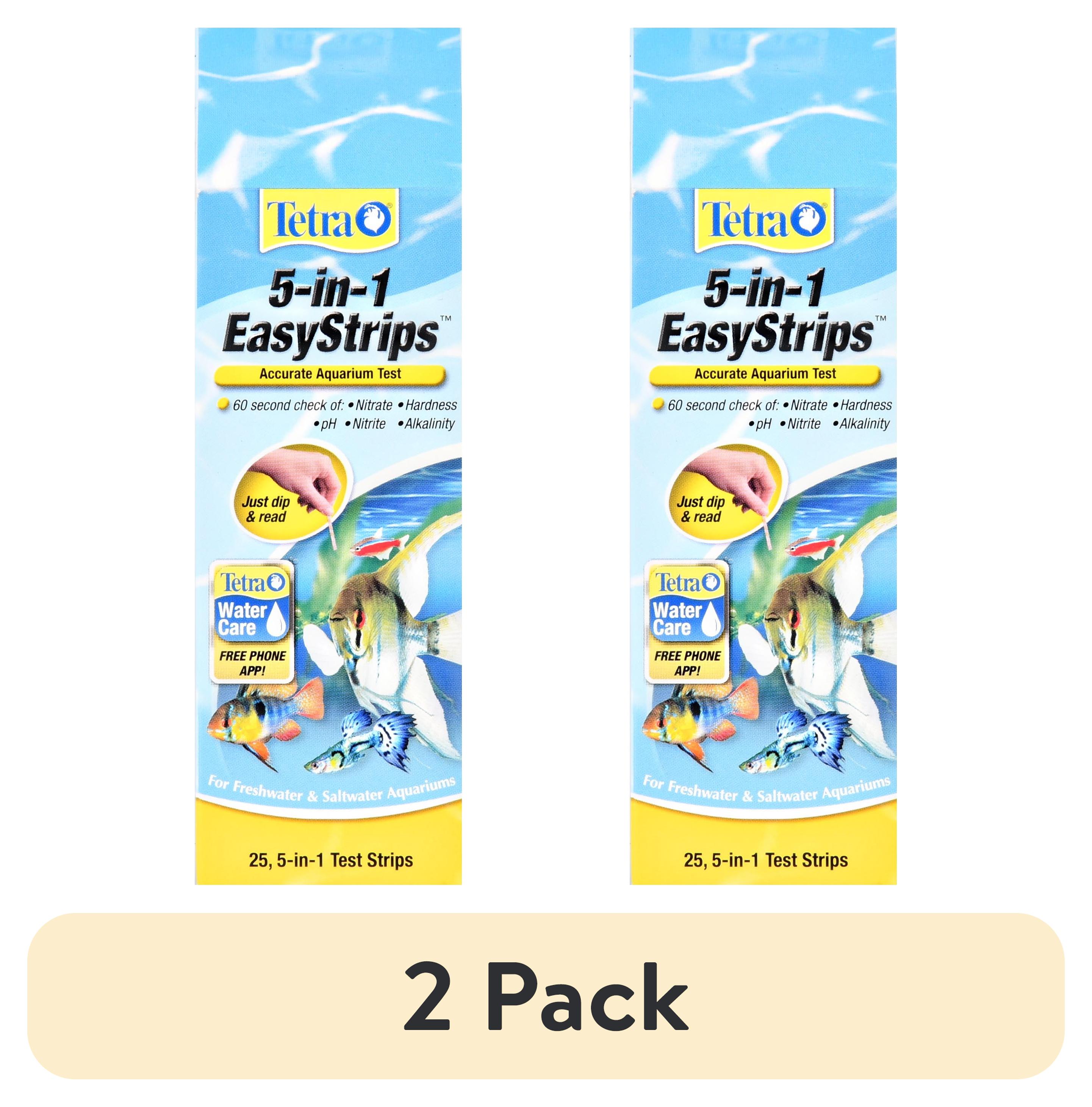 (2 pack) Tetra 5-in-1 EasyStrips Accurate Aquarium Test Kit, for Freshwater and Saltwater, 25 Count