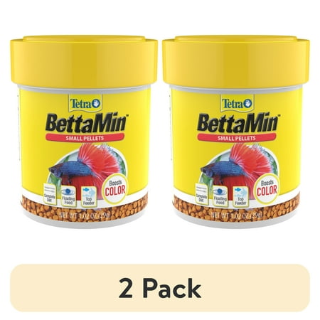 (2 pack) Tetra BettaMin Small Pellets Fish Food, Complete Nutrition Plus Color Boost for Bettas, 1.02 oz.