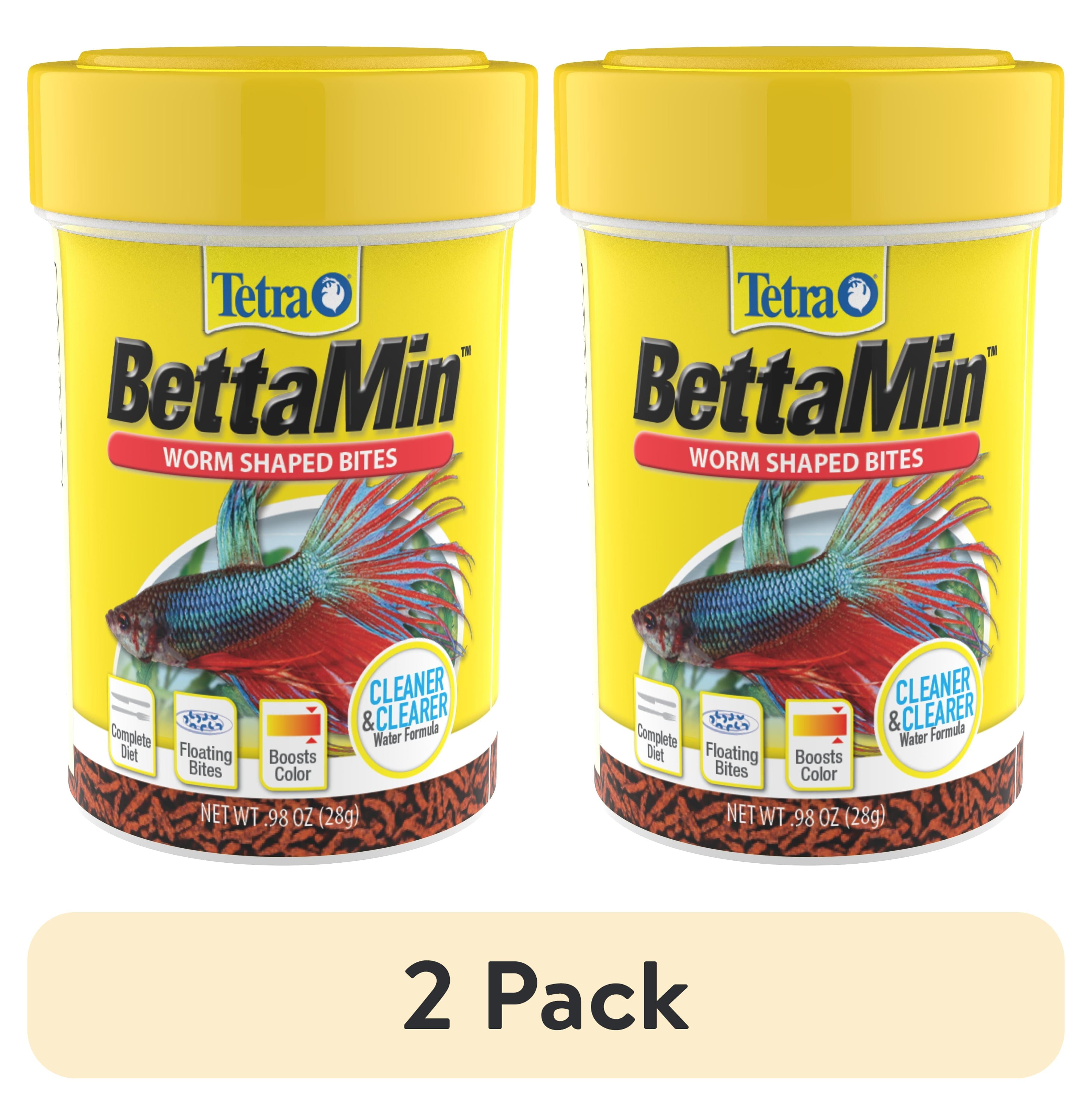(2 pack) Tetra BettaMin Worm Shaped Bites Fish Food, Complete Diet for Bettas, 0.98 oz.