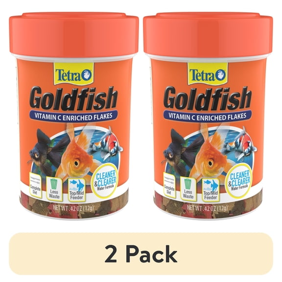 (2 pack) Tetra Goldfish Flakes, Balanced Diet Fish Food, Clear Water Formula, .42 oz.