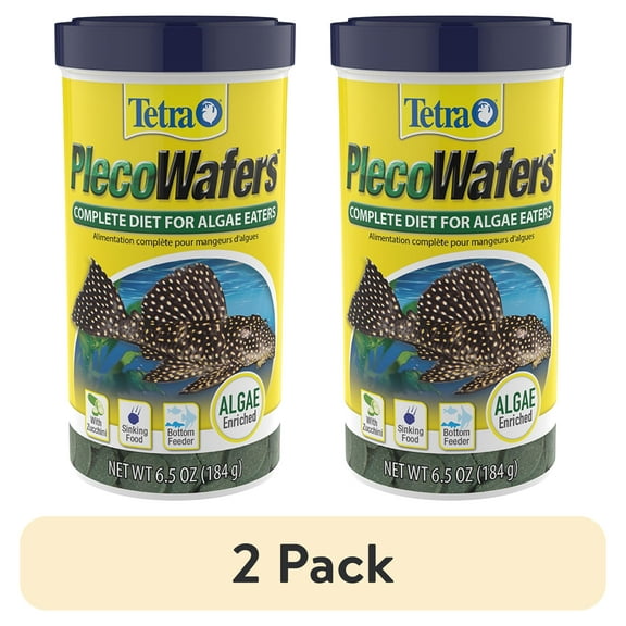 (2 pack) Tetra Pleco Wafers for Algae Eating Fish, Sinking Fish Food to Support Digestibility, 6.5 oz