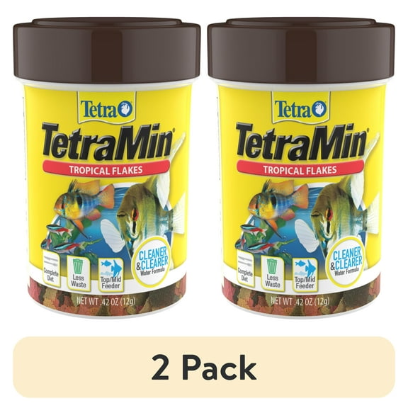 (2 pack) Tetra TetraMin Tropical Flakes, Nutritionally Balanced Fish Food, 0.42 oz.