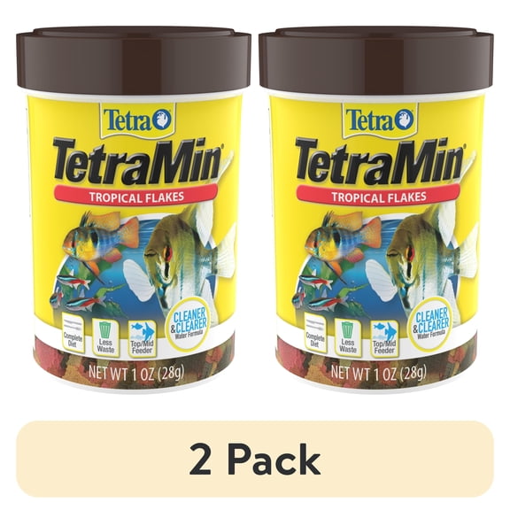 (2 pack) Tetra TetraMin Tropical Flakes Nutritionally Balanced Fish Food, 1 oz.