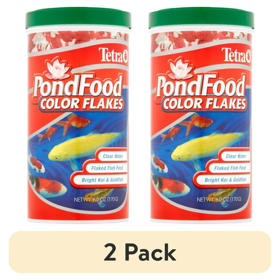 (2 pack) TetraPond PondFood Color Flakes, Color-Enhancing Flaked Fish Food for Small Ponds, 6 Oz.
