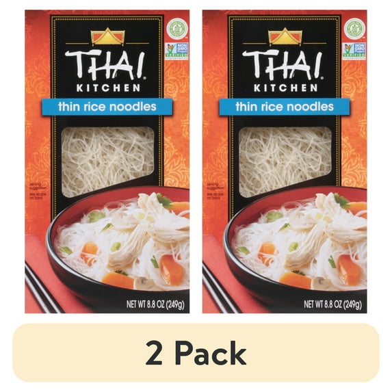 (2 pack) Thai Kitchen Gluten Free Gluten Free Thin Rice Noodles, 8.8 oz Box