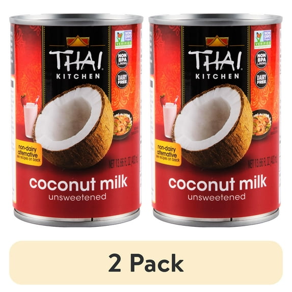 (2 pack) Thai Kitchen Unsweetened Coconut Milk, 13.66 fl oz Can