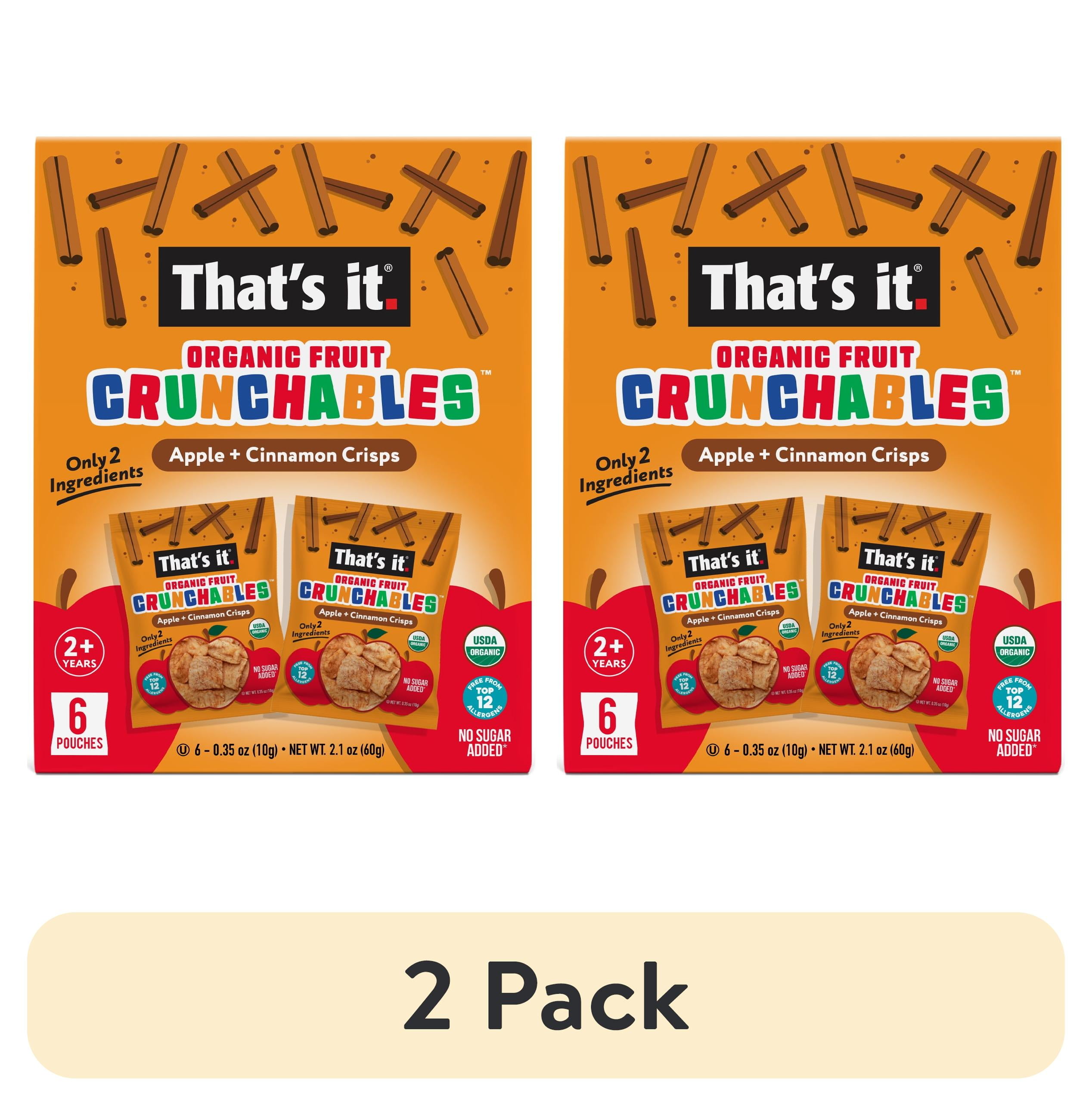 (2 pack) That's It. Crispy, Gluten-Free, Organic Apple + Cinnamon Crunchables, 6 Count