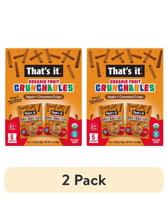 (2 pack) That's It. Crispy, Gluten-Free, Organic Apple + Cinnamon Crunchables, 6 Count
