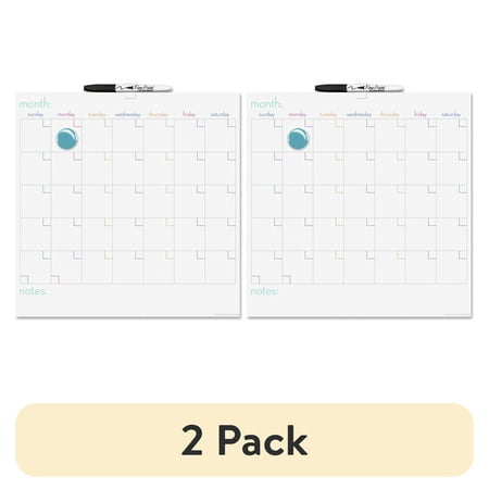 (2 pack) The Board Dudes Magnetic Dry-Erase Cubicle Calendar, Assorted