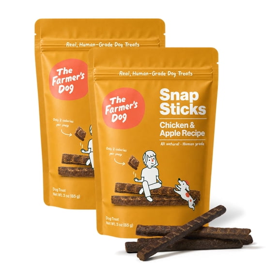(2 pack) The Farmer's Dog Snap Sticks, All Natural Human Grade Dog Treats, Chicken & Apple 3oz