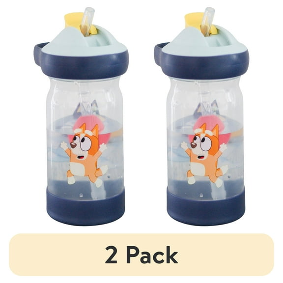 (2 pack) The First Years Bluey Sip & See™ Toddler Water Bottle with Floating Charm, 12 oz