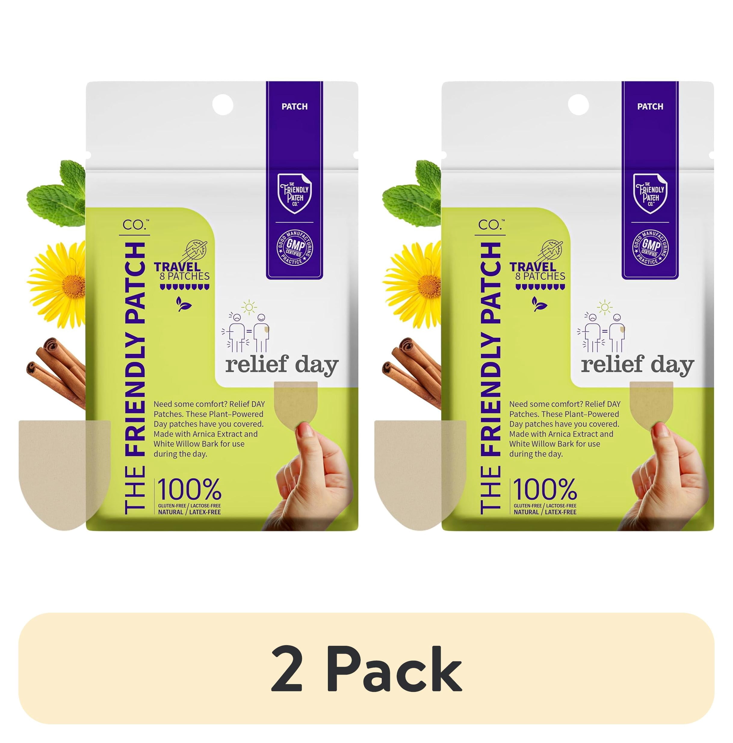 (2 pack) The Friendly Patch Relief Day Patches, Pain Patches 8 Count, Arnica, Menthol for Body Parts that Hurt