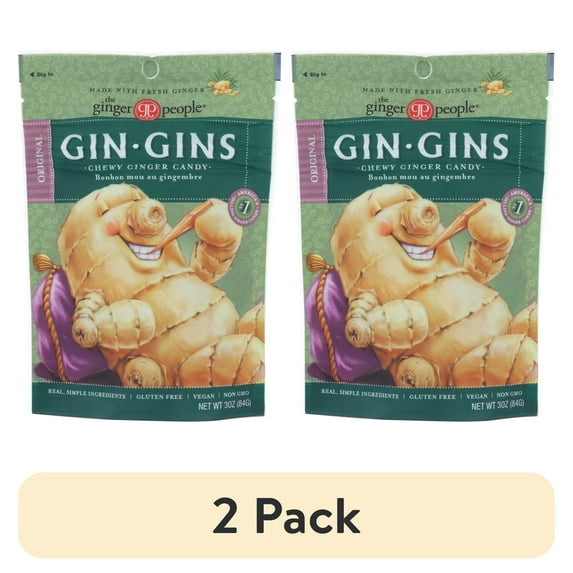 (2 pack) The Ginger People Gin Gins Original Chewy Ginger Candy, 3 oz