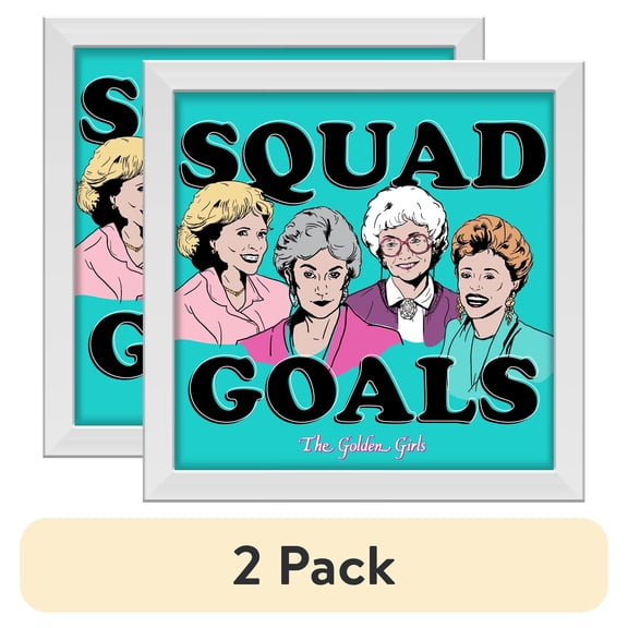 (2 pack) Silver Buffalo The Golden Girls Squad Goals Group Gel Coat 6" x 6" Framed MDF Modern Wall Art