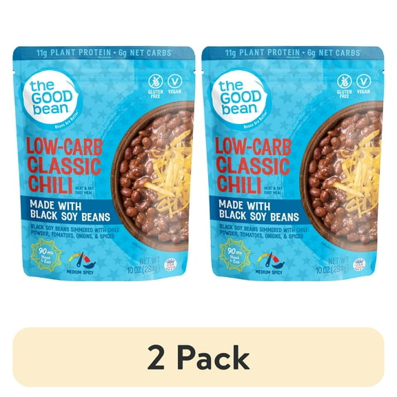 (2 pack) The Good Bean Heat & Eat Low Carb Classic Chili 10oz