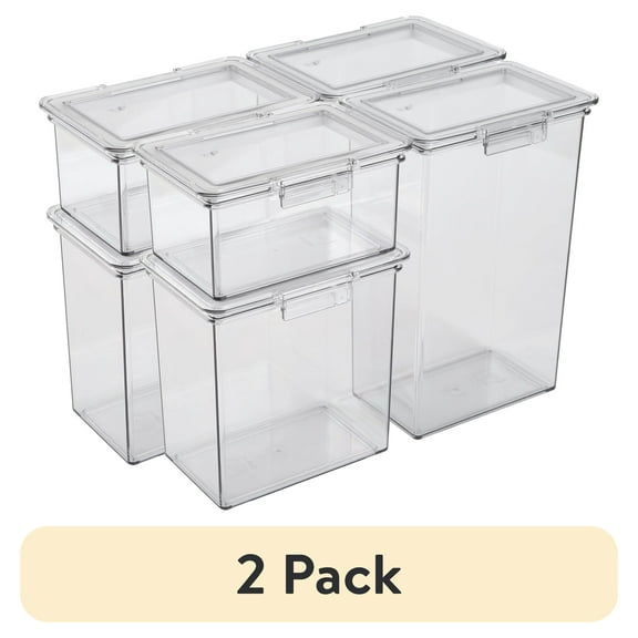 (2 pack) The Home Edit 3-Piece Canister Edit Food Organizer and Storage Containers, Clear