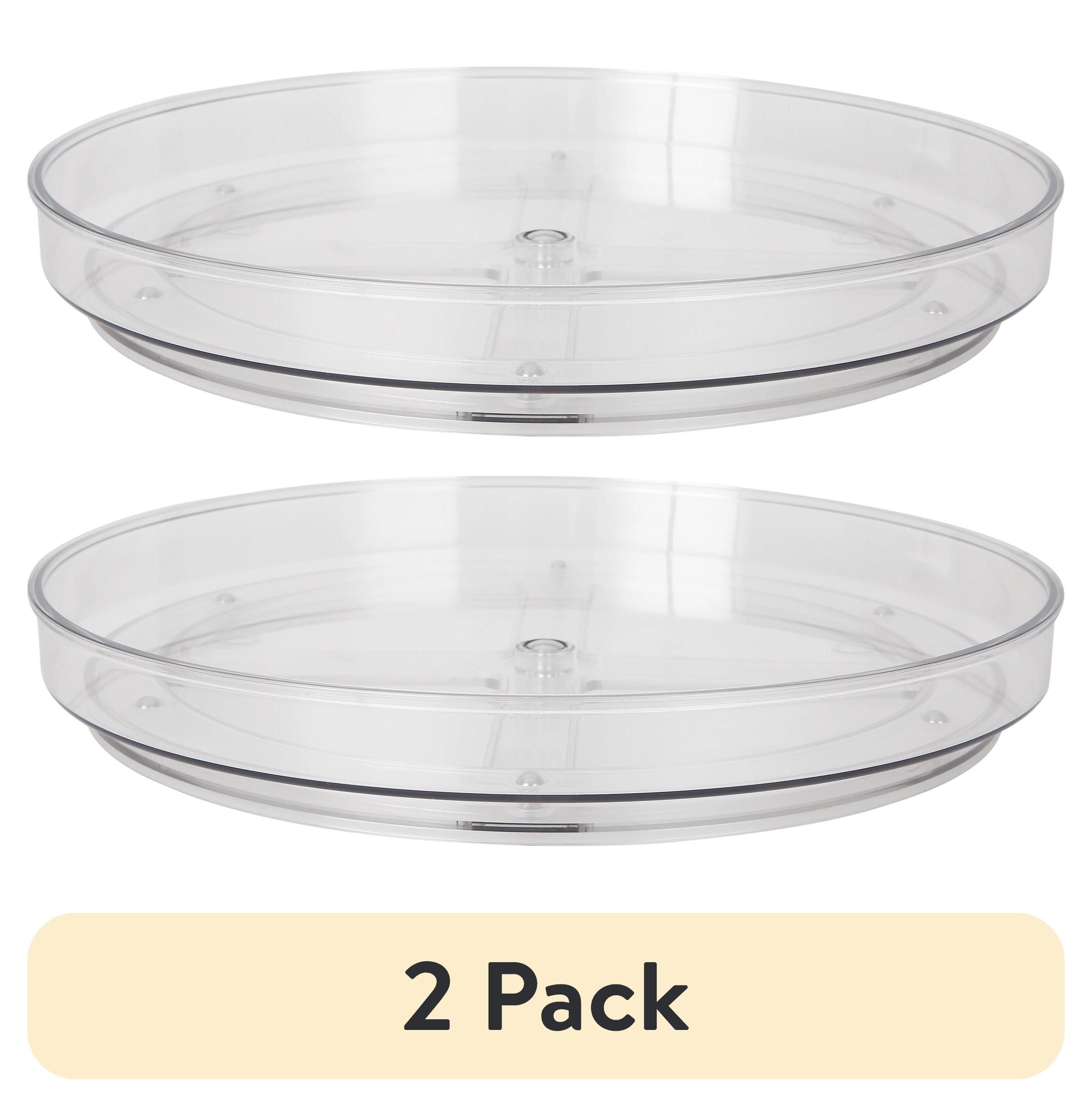 (2 pack) The Home Edit Clear Plastic Low Wall Turntable Modular Storage System Organizer, 10" x 10" x 1.36" - Walmart.com