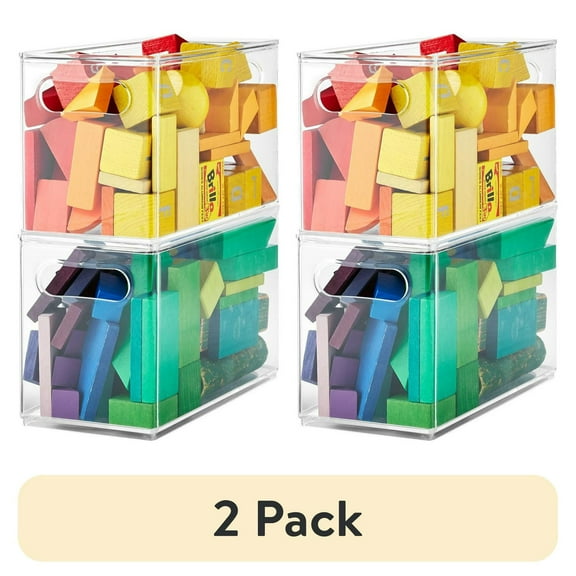 (2 pack) The Home Edit Clear Plastic Narrow Storage Bin