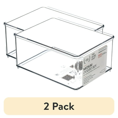 (2 pack) The Home Edit Medium Clear Storage Bin Organizer Insert, 1 Piece, 6.24" x 2.95" x 4.68"