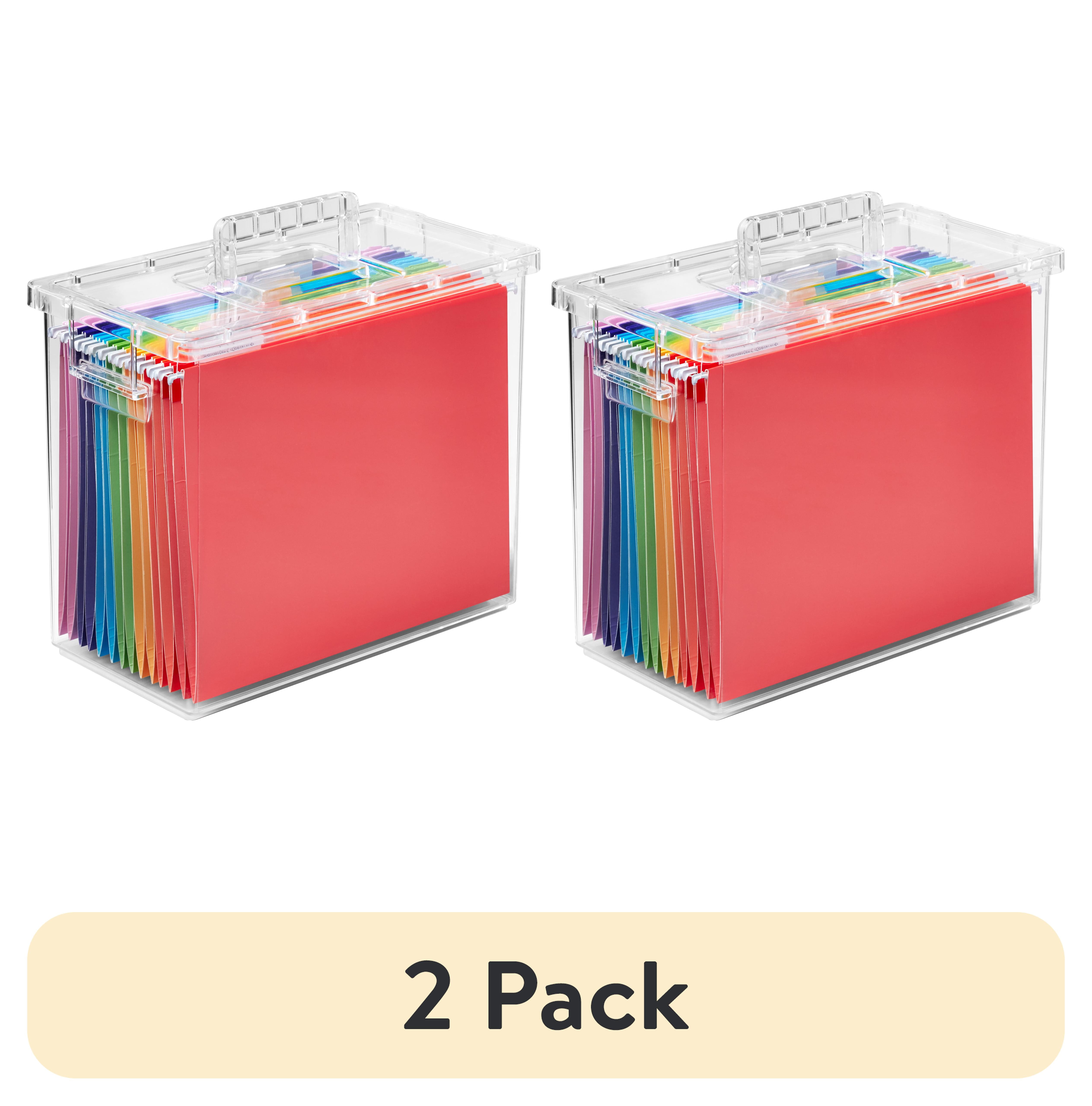 2 pack) The Home Edit Office File Box with Top Handle, Clear